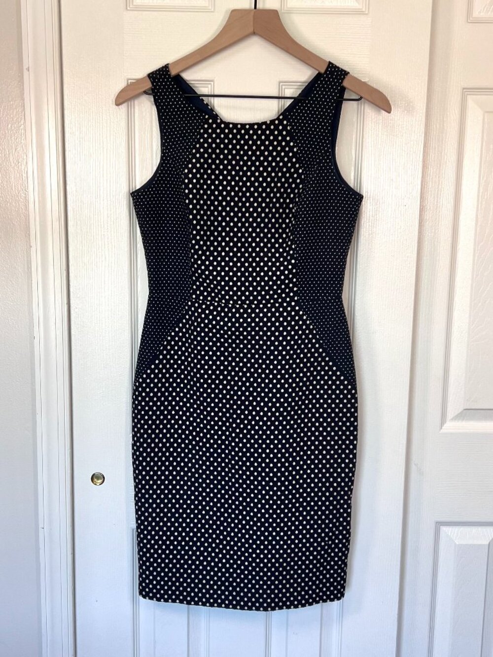 Banana Republic Polka Dot Sheath Dress Size 0 Navy